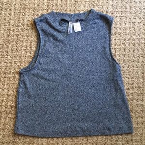 NWOT Gray High Neck Sleeveless Ribbed Tank